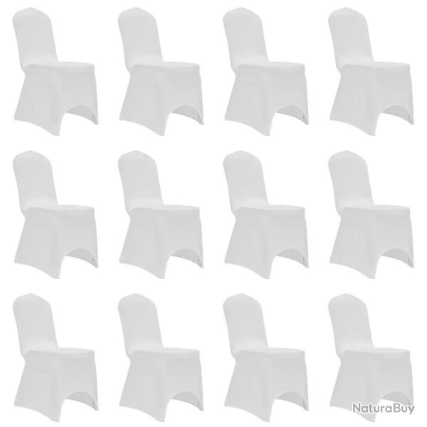 Housses �lastiques de chaise Blanc 12 pcs alsavelo