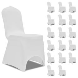 Housses &eacute;lastiques de chaise Blanc 18 pcs alsavelo