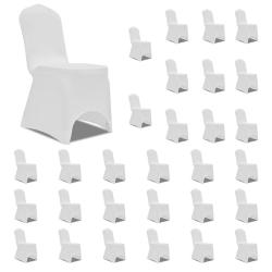 Housses &eacute;lastiques de chaise Blanc 30 pcs alsavelo