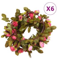 Guirlandes de fleurs de No&euml;l 6 pcs rose 215 cm alsavelo