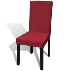 Housses de chaise &eacute;lastiques droites 6 pcs Bordeaux alsavelo