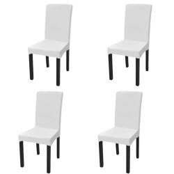 Housse de chaise droite extensible 4 pcs blanc alsavelo