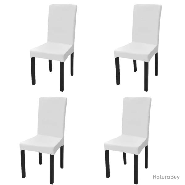 Housse de chaise droite extensible 4 pcs blanc alsavelo