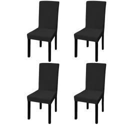 Housse de chaise droite extensible 4 pcs noir alsavelo
