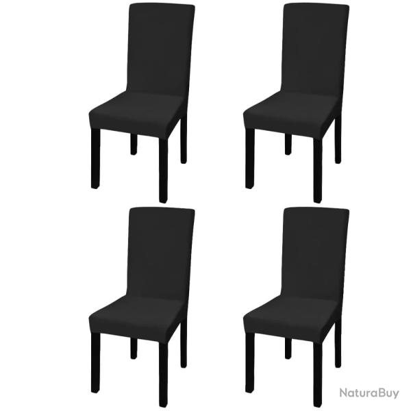 Housse de chaise droite extensible 4 pcs noir alsavelo
