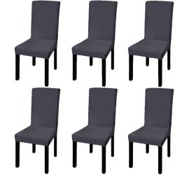 Housse de chaise droite extensible 6 pcs anthracite alsavelo