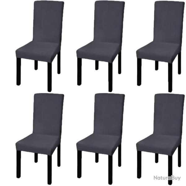 Housse de chaise droite extensible 6 pcs anthracite alsavelo