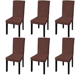 Housse de chaise droite extensible 6 pcs marron alsavelo
