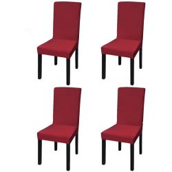 Housse de chaise droite extensible 4 pcs Bordeaux alsavelo