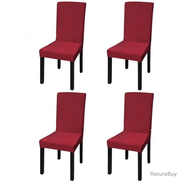 Housse de chaise droite extensible 4 pcs Bordeaux alsavelo
