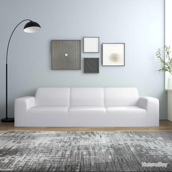 Housse extensible de canap� 4 places Blanc Jersey de polyester alsavelo