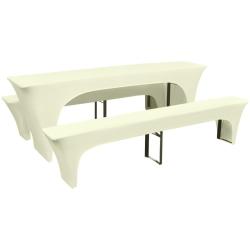 Housse pour table de pique-nique/bancs 3 pi&egrave;ces Cr&egrave;me alsavelo