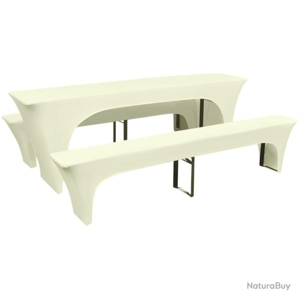 Housse pour table de pique-nique/bancs 3 pi�ces Cr�me
