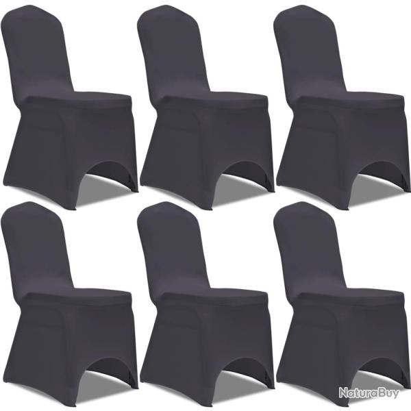 Housse de chaise extensible 6 pcs anthracite alsavelo