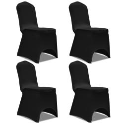 Housse de chaise extensible 4 pcs Noir alsavelo