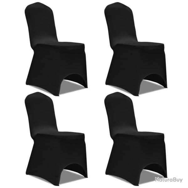 Housse de chaise extensible 4 pcs Noir alsavelo