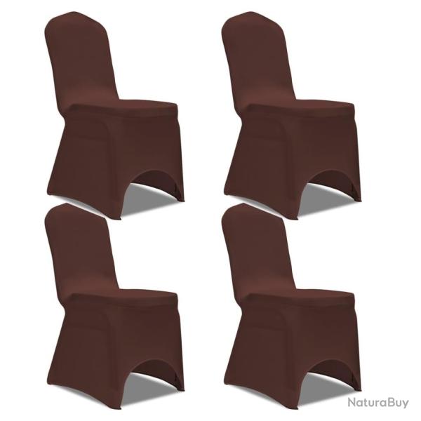 Housse de chaise extensible 4 pcs marron alsavelo