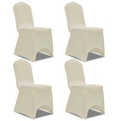 Housse de chaise extensible 4 pcs cr&egrave;me alsavelo