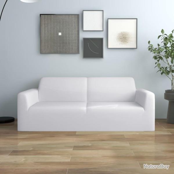 Housse extensible de canap� 2 places Blanc Jersey de polyester alsavelo