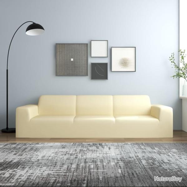Housse extensible de canap� 4 places Cr�me Jersey de polyester alsavelo