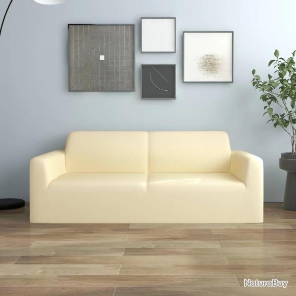 Housse extensible de canap� 2 places Cr�me Jersey de polyester alsavelo