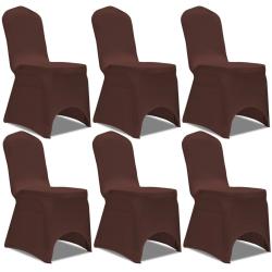 Housse de chaise extensible 6 pcs marron alsavelo