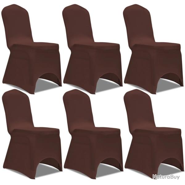 Housse de chaise extensible 6 pcs marron alsavelo