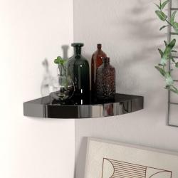 323889 Floating Corner Shelf High Gloss Black 25x25x3,8 cm MDF alsavelo
