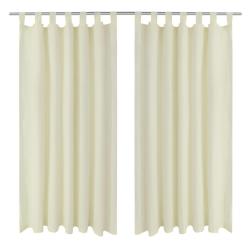 2 pcs Rideau &agrave; Passant Micro Satin Cr&egrave;me 140 x 175 cm alsavelo