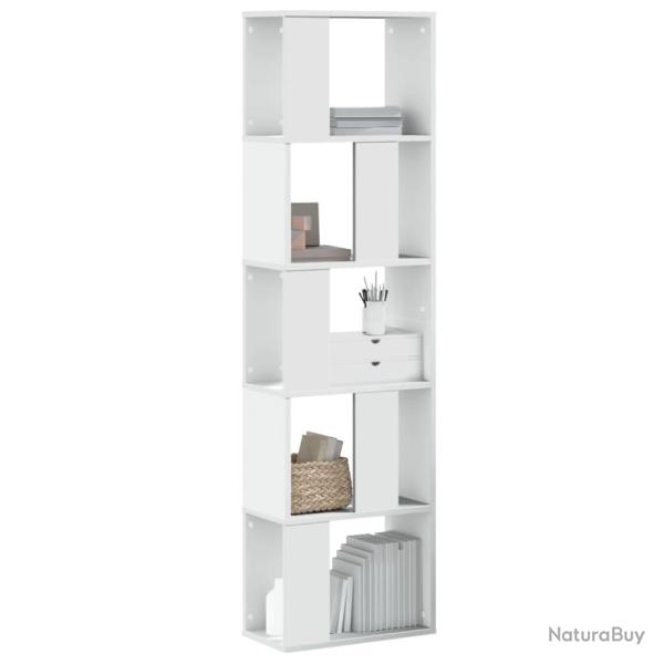 Biblioth�que 5 niveaux blanc 45x23,5x162,5 cm bois d'ing�nierie alsavelo