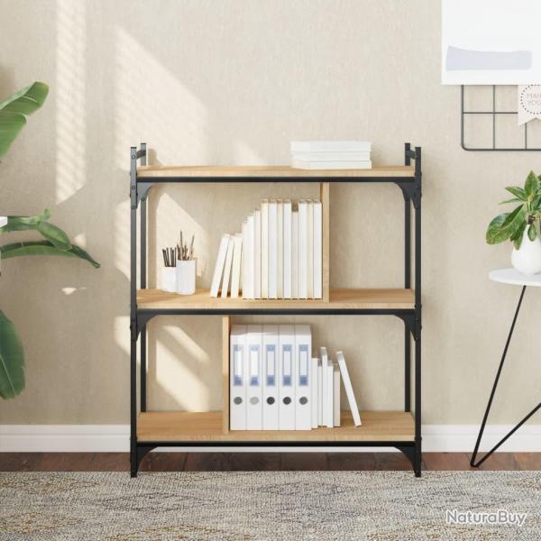 Biblioth�que 3 niveaux ch�ne sonoma 76x32x88 cm alsavelo