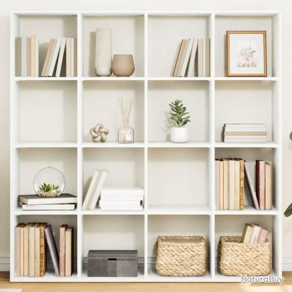 Biblioth�que blanc 137,5x29x137,5 cm bois d'ing�nierie alsavelo