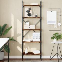 Biblioth&egrave;que &agrave; 5 niveaux ch&ecirc;ne fum&eacute; 56x31,5x174 cm alsavelo