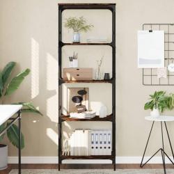 Biblioth&egrave;que &agrave; 5 niveaux ch&ecirc;ne fum&eacute; 59x35x171 cm alsavelo