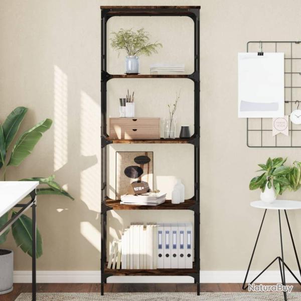 Biblioth�que � 5 niveaux ch�ne fum� 59x35x171 cm alsavelo