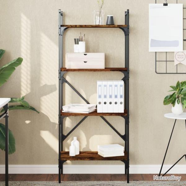 Biblioth�que � 4 niveaux ch�ne fum� 56x31,5x138,5 cm alsavelo
