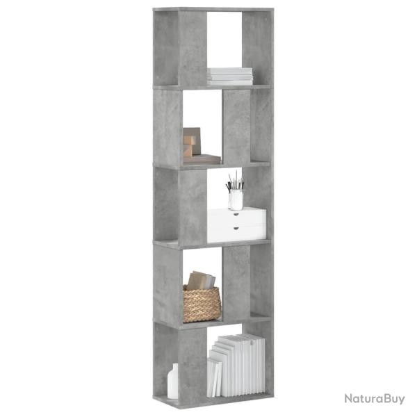 Biblioth�que 5 niveaux gris b�ton bois d'ing�nierie alsavelo