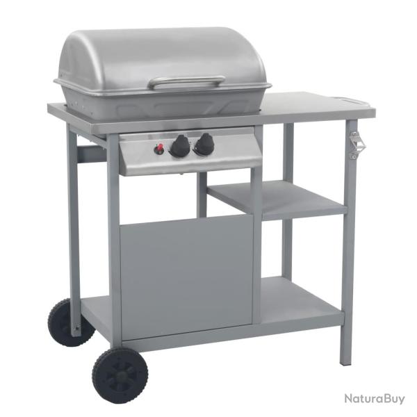 Barbecue � gaz avec tablette � 3 couches Noir et argent� alsavelo