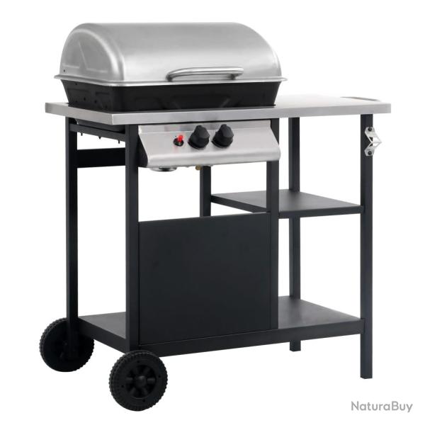 Barbecue � gaz avec tablette � 3 couches Noir et argent�