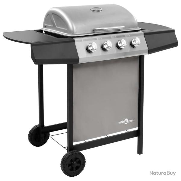 Barbecue gril � gaz avec 4 br�leurs Noir et argent�