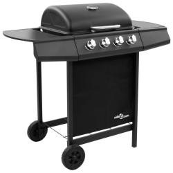 Barbecue gril &agrave; gaz avec 4 br&ucirc;leurs Noir