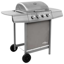 Barbecue gril &agrave; gaz avec 4 br&ucirc;leurs argent&eacute;