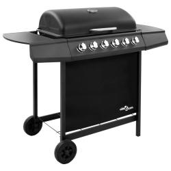 Barbecue gril &agrave; gaz avec 6 br&ucirc;leurs Noir