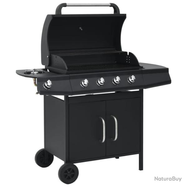 Barbecue � gaz 4+1 zones de cuisson Noir Acier alsavelo