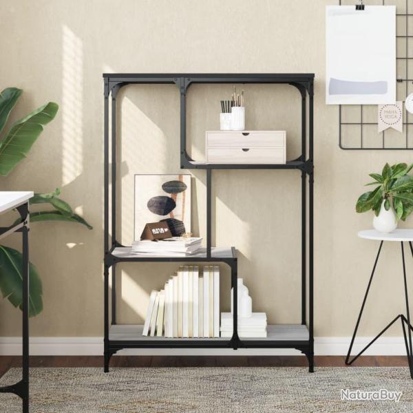 Biblioth�que sonoma gris 81x36x115cm bois d'ing�nierie et acier alsavelo