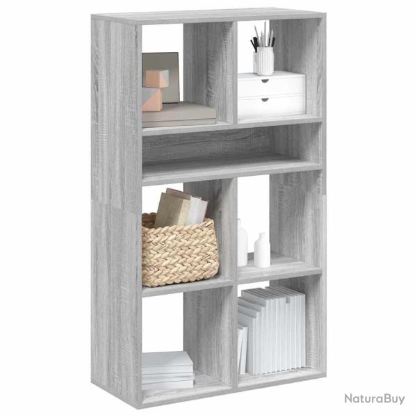Biblioth�que sonoma gris 66x31x112 cm bois d'ing�nierie alsavelo