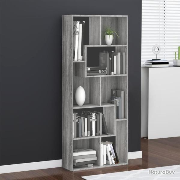 Biblioth�que Sonoma gris 67x24x161 cm Bois d'ing�nierie alsavelo