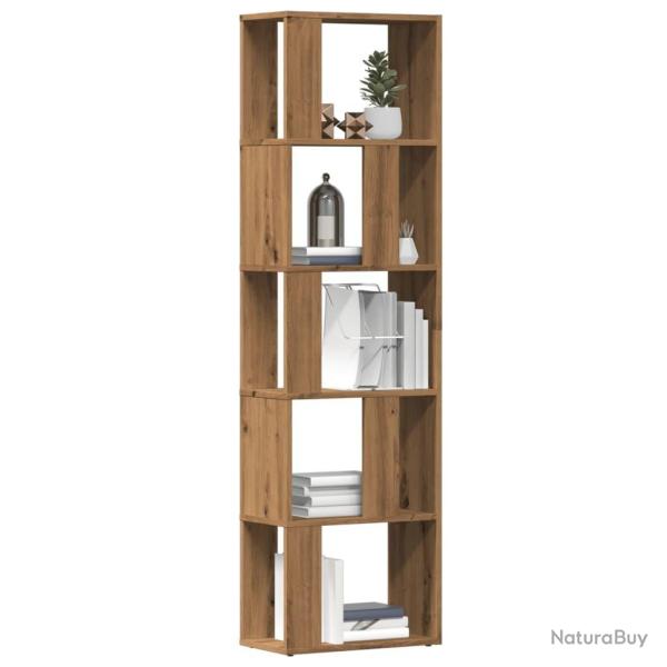 Biblioth�que ch�ne artisanal 45x24x159 cm bois d'ing�nierie alsavelo