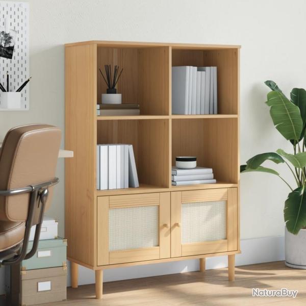 Biblioth�que SENJA aspect de rotin marron bois massif de pin