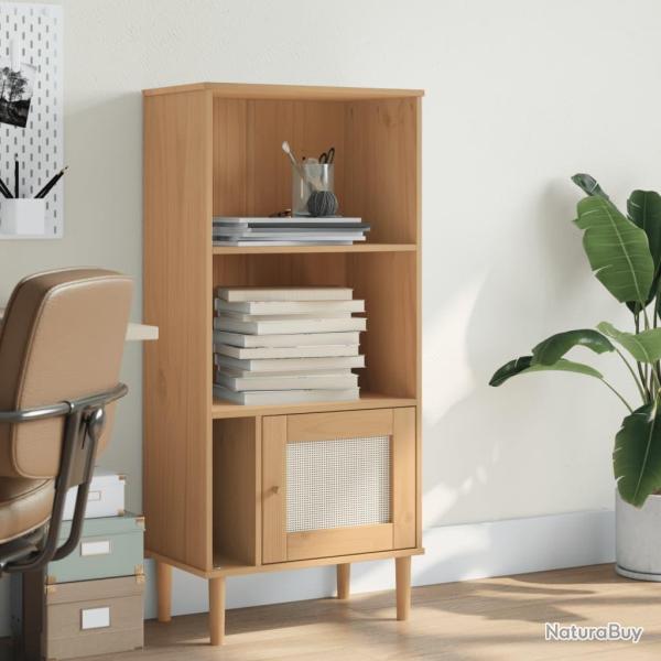 Biblioth�que SENJA aspect de rotin marron bois massif de pin alsavelo